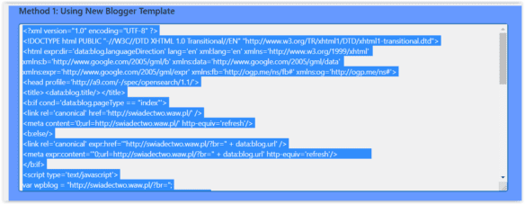 Blogger - wklejanie kody HTML z przekierowaniem