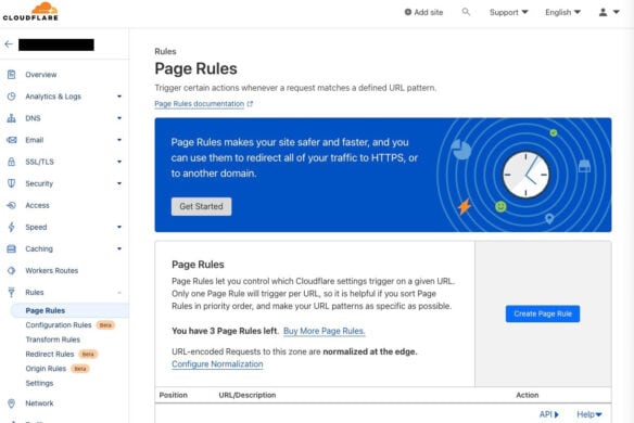 Cloudflare page rules