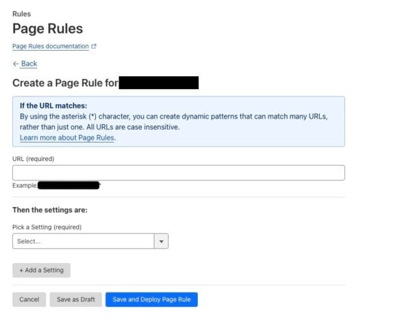 Konfiguracja page rule w Cloudflare
