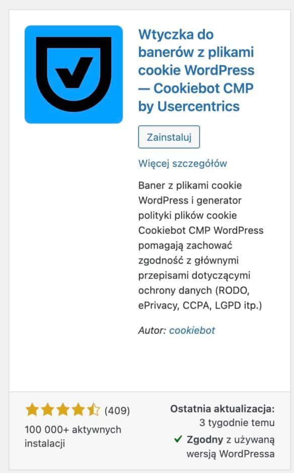 Wtyczka Cookiebot w WordPressie