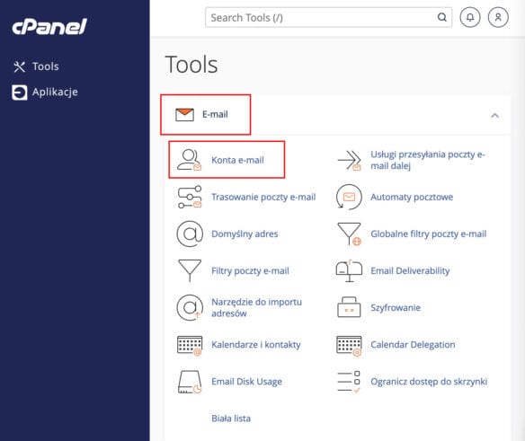 Konta e-mail w cPanel