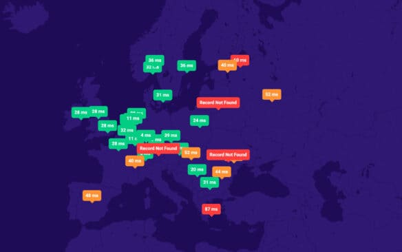 Wyniki testu szybkości odpowiedzi DNS w Domenomania.pl - Europa