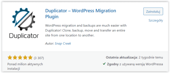 Wtyczka Duplicator do WordPressa