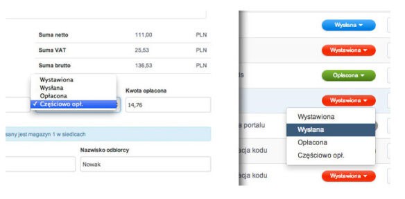 Statusy płatności w Fakturownia