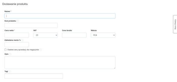 Dodawanie produktu w Fakturownia