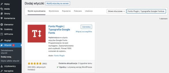 Wtyczka WordPress do obsługi google Fonts