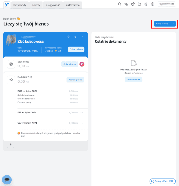 Nowa faktura - inFakt