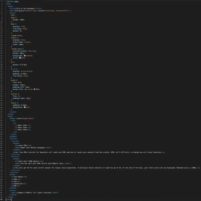 Przykładowy prosty kod HTML strony