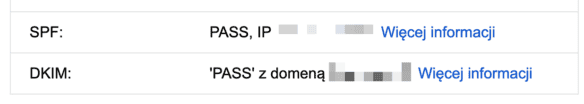 Wynik weryfikacji SPF, DKIM i DMARC w MSERWIS