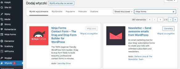 Ninja Forms w WordPress