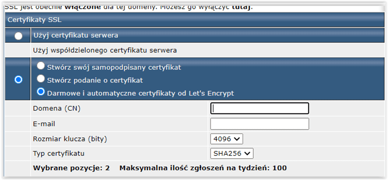 Instalacja certyfikatu SSL w Direct Admin - krok 3