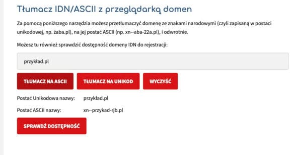 Tłumacz domen z IDN do ASCII