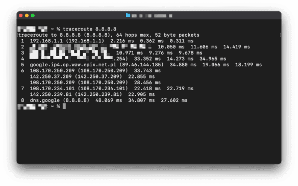 Traceroute w macOS