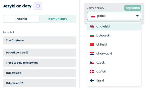 Języki w Webankieta