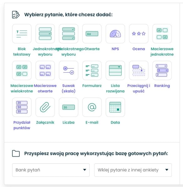 Rodzaje pytań w Webankieta