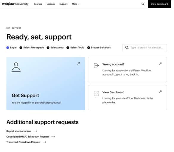 Support Webflow