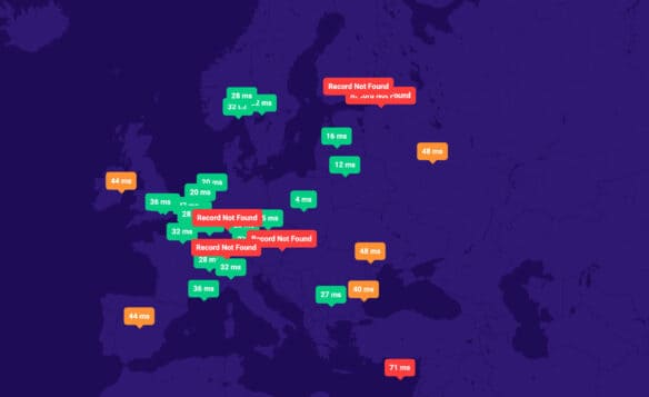 Wyniki testu szybkości odpowiedzi DNS w Webh - Europa