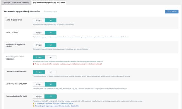 Ustawienia optymalizacji obrazków z LiteSpeed Cache